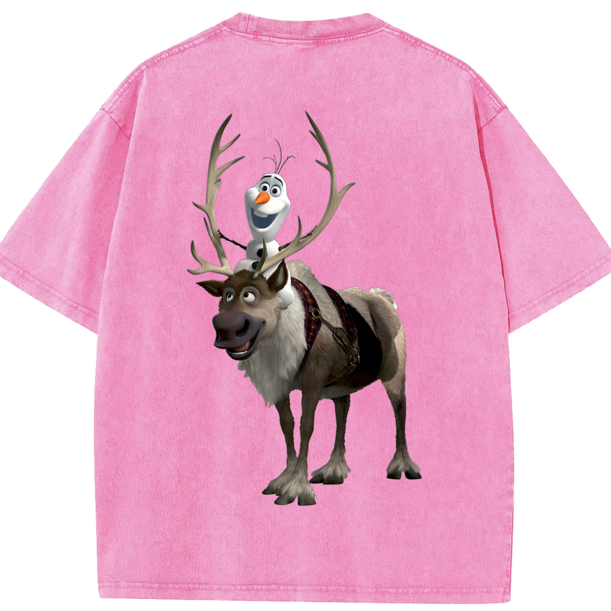 （画像用） アナと雪の女王 アンナ エルサ Frozen Anna Elsa 綿100% ヴィンテージ風 半袖Tシャツ（背面プリント）